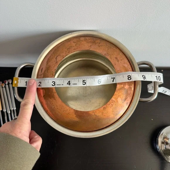 Williams Sonoma | Vintage Ruffoni Historia Copper Fondue Set With Forks Italian - Picture 6 of 7